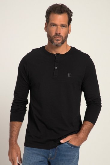 JP1880 702555 Henley T-krekls ar garām piedurknēm Melns - T-krekli - T-krekli - 2XL-14XL