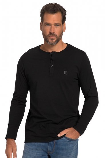 JP1880 702555 Henley T-krekls ar garām piedurknēm Melns - T-krekli - T-krekli - 2XL-14XL