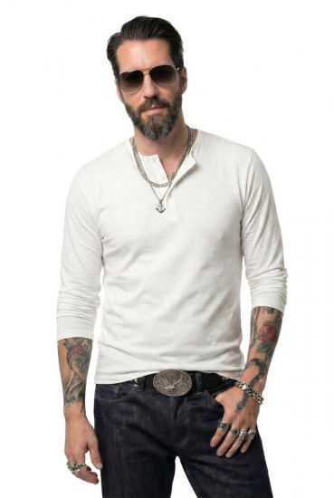 JP1880 702555 Henley T-krekls ar garām piedurknēm Balts - T-krekli - T-krekli - 2XL-14XL