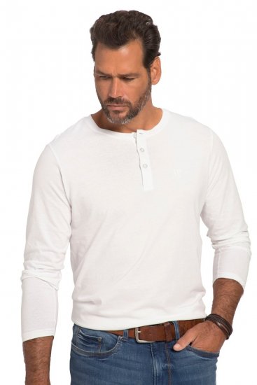JP1880 702555 Henley T-krekls ar garām piedurknēm Balts - T-krekli - T-krekli - 2XL-14XL
