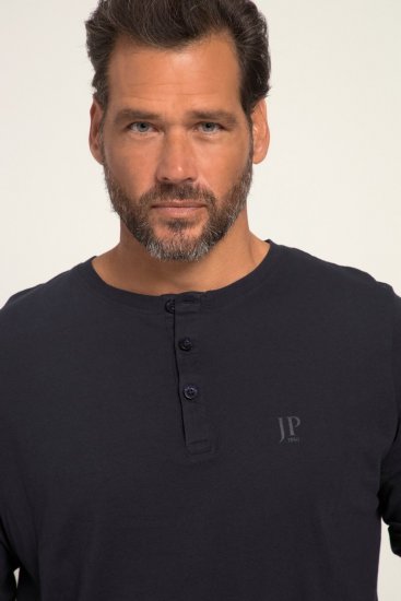 JP1880 702555 Henley T-krekls ar garām piedurknēm Tumši zils - T-krekli - T-krekli - 2XL-14XL