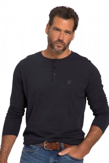 JP1880 702555 Henley T-krekls ar garām piedurknēm Tumši zils - T-krekli - T-krekli - 2XL-14XL