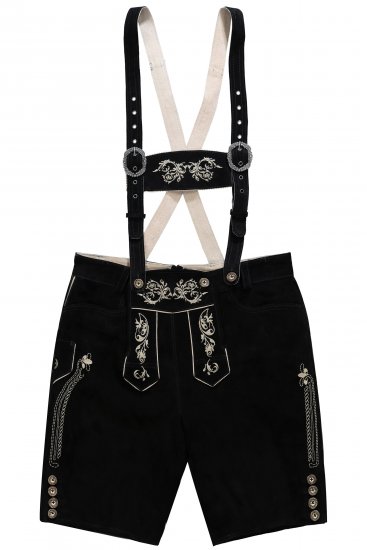 JP1880 Genuine Leather Traditional Lederhosen Shorts Black - Šorti - Šorti - W40-W60