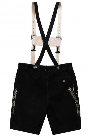 JP1880 Genuine Leather Traditional Lederhosen Shorts Black - Šorti - Šorti - W40-W60