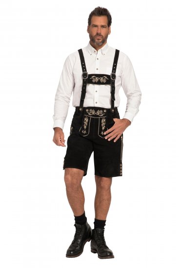 JP1880 Genuine Leather Traditional Lederhosen Shorts Black - Šorti - Šorti - W40-W60