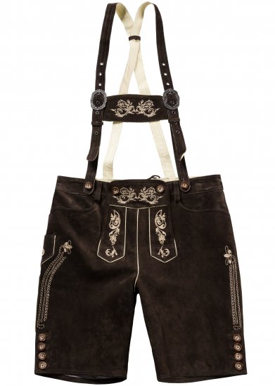 JP1880 Genuine Leather Traditional Lederhosen Shorts Brown - Šorti - Šorti - W40-W60