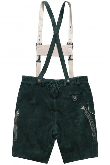 JP1880 Genuine Leather Traditional Lederhosen Shorts Green - Šorti - Šorti - W40-W60