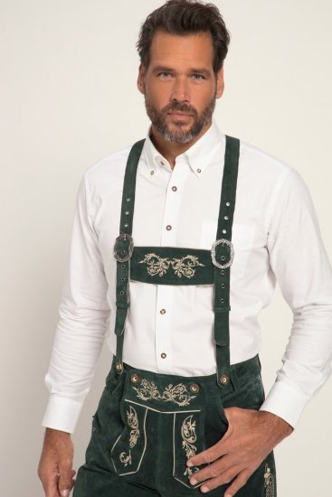 JP1880 Genuine Leather Traditional Lederhosen Shorts Green - JP1880 - JP1880 Apģērbi Lieliem Vīriešiem