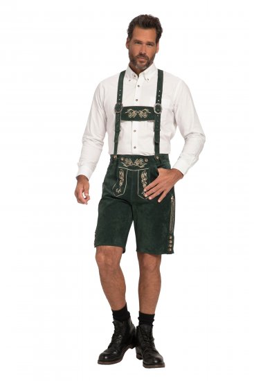 JP1880 Genuine Leather Traditional Lederhosen Shorts Green - Šorti - Šorti - W40-W60
