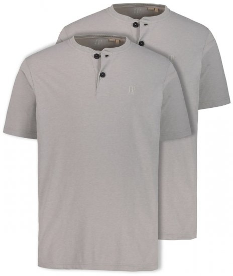 JP1880 708420 Henley T-krekls 2 gab. Pelēks melanžs - T-krekli - T-krekli - 2XL-14XL