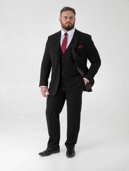 D555 Ted 4 Way Stretch Tailored Suit Jacket Melna - Uzvalki un žaketes - Liela izmēra uzvalki un bleizeri