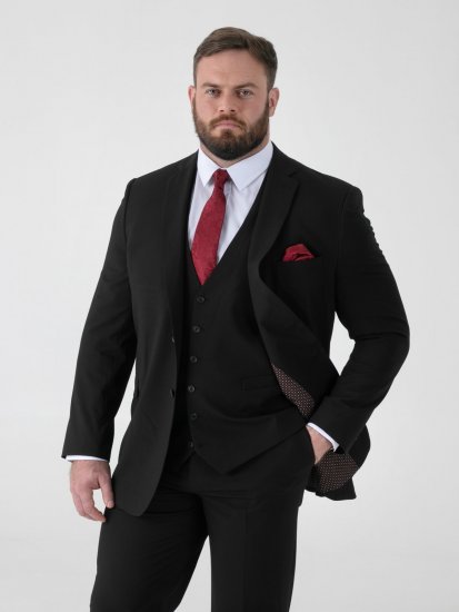 D555 Ted 4 Way Stretch Tailored Suit Jacket Melna - Uzvalki un žaketes - Liela izmēra uzvalki un bleizeri