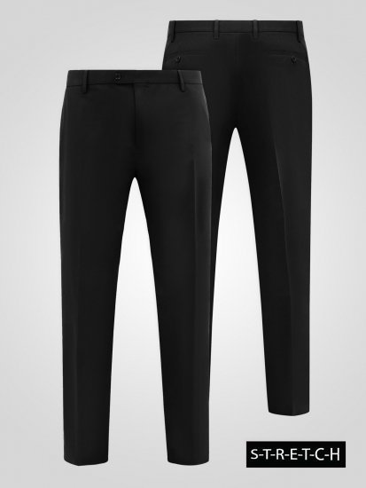 D555 Ted 4 Way Stretch Tailored Trouser Melna - Uzvalki un žaketes - Liela izmēra uzvalki un bleizeri