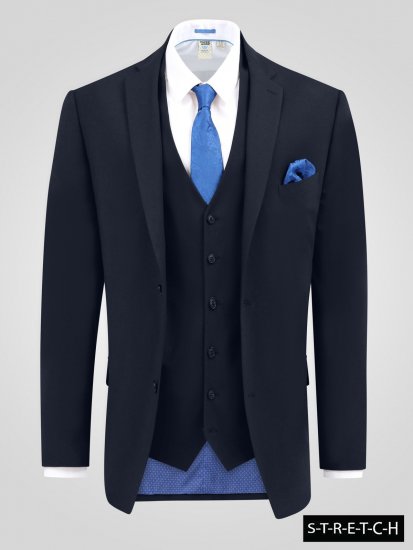 D555 Ted 4 Way Stretch Tailored Suit Jacket Tumši zila - Uzvalki un žaketes - Liela izmēra uzvalki un bleizeri