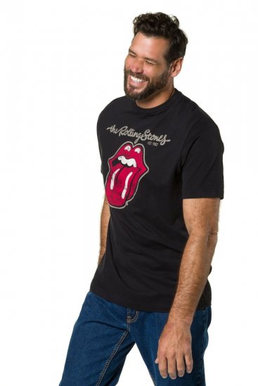 JP1880 Rolling Stones Graphic Band Comfort Fit T-Shirt Black - T-krekli - T-krekli - 2XL-14XL