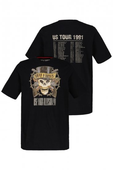 JP1880 Guns N’ Roses Skull Comfort Fit Band T-Shirt Black - T-krekli - T-krekli - 2XL-14XL