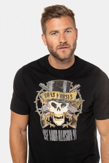 JP1880 Guns N’ Roses Skull Comfort Fit Band T-Shirt Black - T-krekli - T-krekli - 2XL-14XL