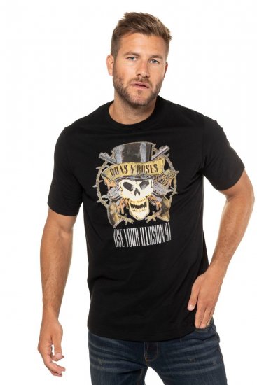 JP1880 Guns N’ Roses Skull Comfort Fit Band T-Shirt Black - T-krekli - T-krekli - 2XL-14XL