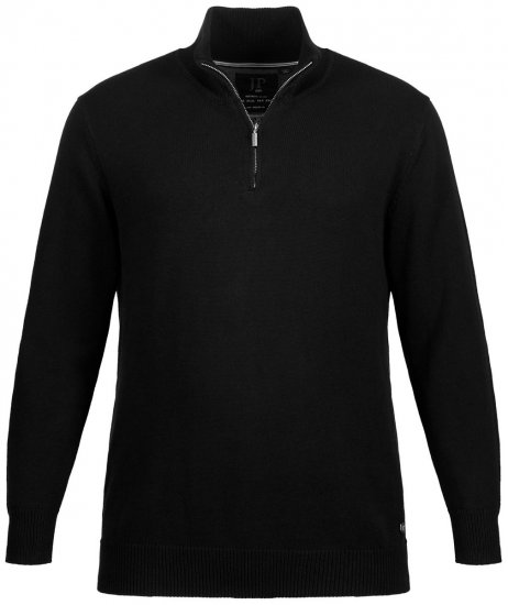 JP1880 716842 Adīts džemperis ar rāvējslēdzēju pie kakla Melns - Džemperi un džemperi ar kapuci - Džemperi - 2XL-14XL