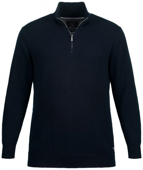 JP1880 716842 Adīts džemperis ar rāvējslēdzēju pie kakla Tumši zils - Džemperi un džemperi ar kapuci - Džemperi - 2XL-14XL
