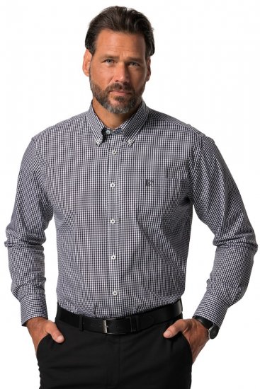 JP1880 722859 Rūtains krekls ar garām piedurknēm Melns - Krekli - Krekli - 2XL-8XL