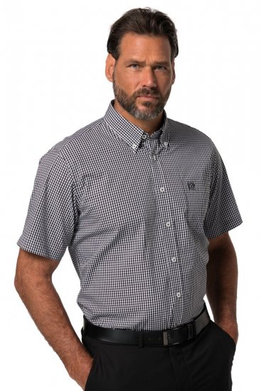 JP1880 722860 Rūtains krekls ar īsām piedurknēm Melns - Krekli - Krekli - 2XL-8XL