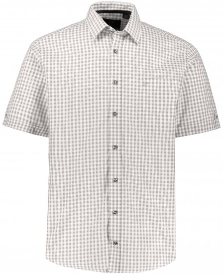 JP1880 Modern Fit Check Print Short Sleeve Shirt Grey - Krekli - Krekli - 2XL-8XL