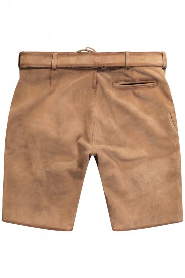 JP1880 Premium Goat Suede Staghorn Embroidery Shorts Leather Brown - Šorti - Šorti - W40-W60