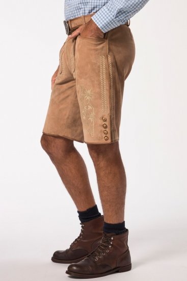JP1880 Premium Goat Suede Staghorn Embroidery Shorts Leather Brown - JP1880 - JP1880 Apģērbi Lieliem Vīriešiem
