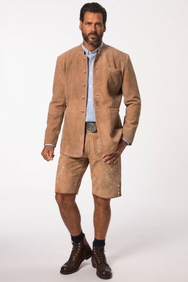 JP1880 Premium Goat Suede Staghorn Embroidery Shorts Leather Brown - JP1880 - JP1880 Apģērbi Lieliem Vīriešiem