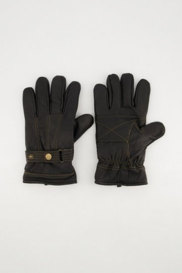 JP1880 Gloves Leather Warm Lining Black - Cimdi - 