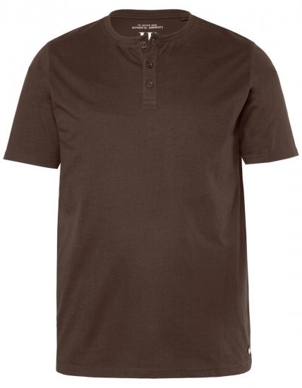 JP1880 Henley Basic T-Shirt with Buttons Brown - T-krekli - T-krekli - 2XL-14XL