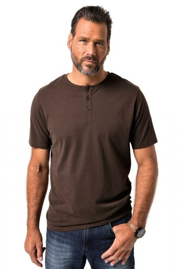 JP1880 Henley Basic T-Shirt with Buttons Brown - T-krekli - T-krekli - 2XL-14XL
