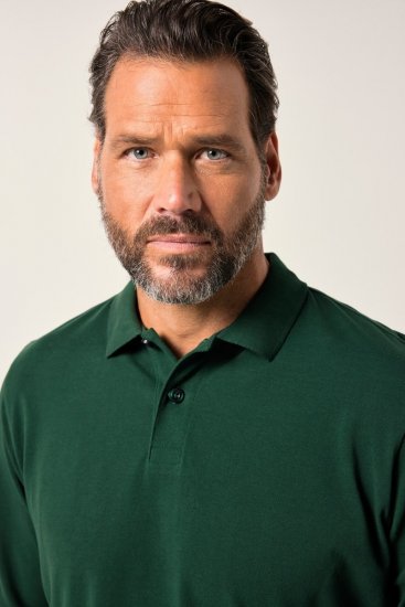 JP1880 Polo Shirt Long Sleeve Pique Dark Green - Polo krekli - Polo krekli - 2XL-8XL