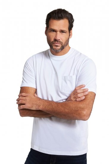 JP1880 799997 T-krekls ar krūšu kabatu Balts - T-krekli - T-krekli - 2XL-14XL