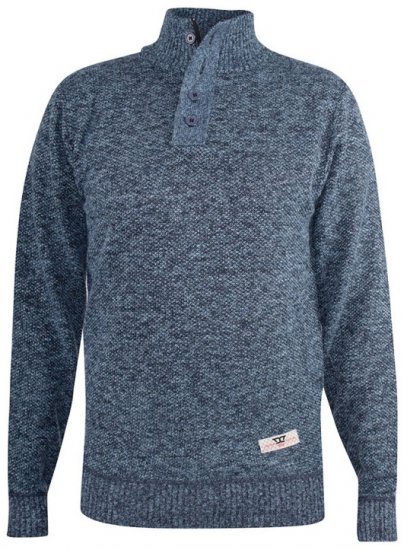 D555 Wilmington Zipper And Button Neck Sweater Blue - Džemperi un džemperi ar kapuci - Džemperi - 2XL-14XL