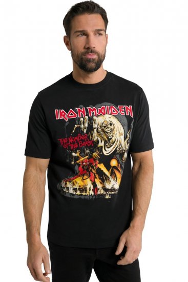 JP1880 Iron Maiden - Number of the Beast Graphic Comfort Fit Band T-Shirt Black - T-krekli - T-krekli - 2XL-14XL