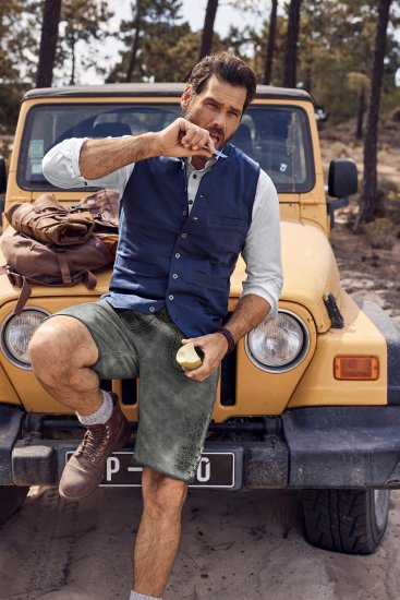 JP1880 Mottled Stretch Knit Stand-up Collar Vest Navy Blue - Jakas & Lietus apģērbs - Jakas - 2XL-12XL