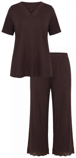 Ulla Popken 806944 Pidžama ar īsām piedurknēm Brūns - Pidžamas/Loungewear - 
