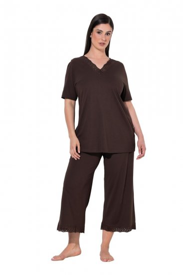 Ulla Popken 806944 Pidžama ar īsām piedurknēm Brūns - Pidžamas/Loungewear - 