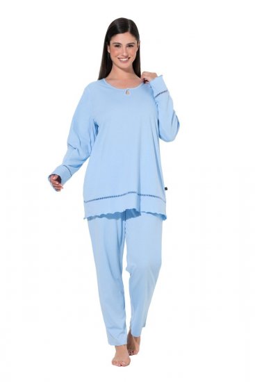 Ulla Popken 810592 Pidžama ar mežģīnēm Gaiši zils - Pidžamas/Loungewear - 