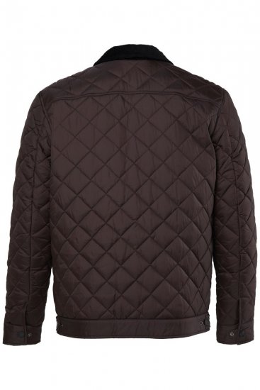 JP1880 811805 Stepēta jaka ar velveta apkakli Melnbrūns - Jakas & Lietus apģērbs - Jakas - 2XL-12XL