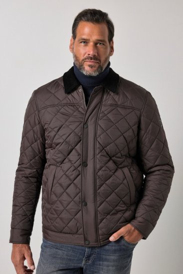 JP1880 811805 Stepēta jaka ar velveta apkakli Melnbrūns - Jakas & Lietus apģērbs - Jakas - 2XL-12XL