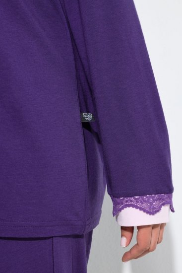 Ulla Popken 812441 Pidžama ar garām piedurknēm un mežģīnēm Karaliski zils - Pidžamas/Loungewear - 