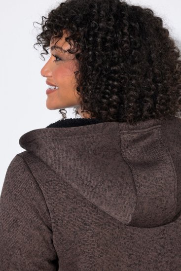 Ulla Popken 812880 Adīta flīsa jaka ar teddy flīsu Taupe - Fleece apģērbs - 