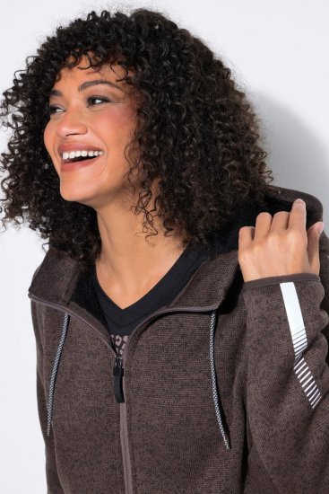 Ulla Popken 812880 Adīta flīsa jaka ar teddy flīsu Taupe - Fleece apģērbs - 