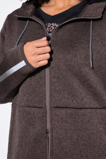 Ulla Popken 812880 Adīta flīsa jaka ar teddy flīsu Taupe - Fleece apģērbs - 