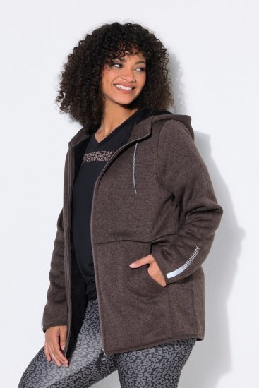 Ulla Popken 812880 Adīta flīsa jaka ar teddy flīsu Taupe - Fleece apģērbs - 