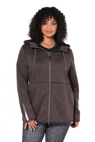 Ulla Popken 812880 Adīta flīsa jaka ar teddy flīsu Taupe - Fleece apģērbs - 