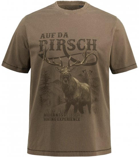 JP1880 Comfortable Fit Vintage Look T-Shirt Light Brown - T-krekli - T-krekli - 2XL-14XL